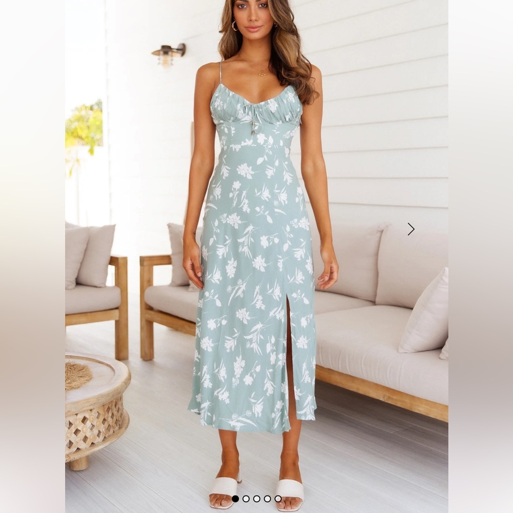 Hello Molly Sage Floral Midi Dress